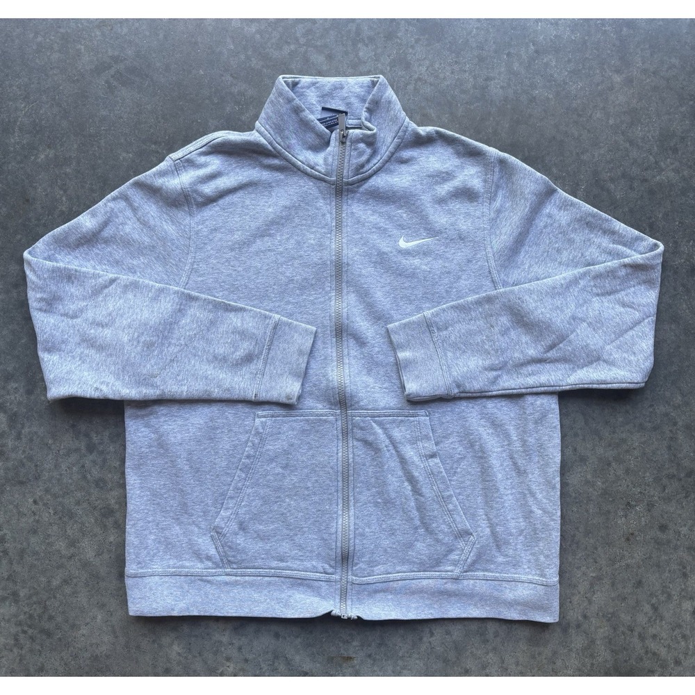 Vintage 90s Nike Blue Tag Sweater Size Large Full Zip Gray Swoosh
